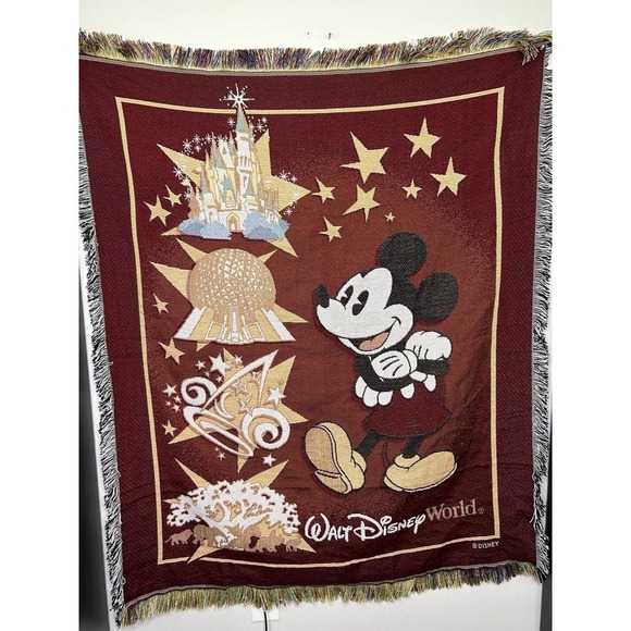 Walt Disney Mickey Mouse 4 Parks Fringed Throw‎ - Picture 2 of 8